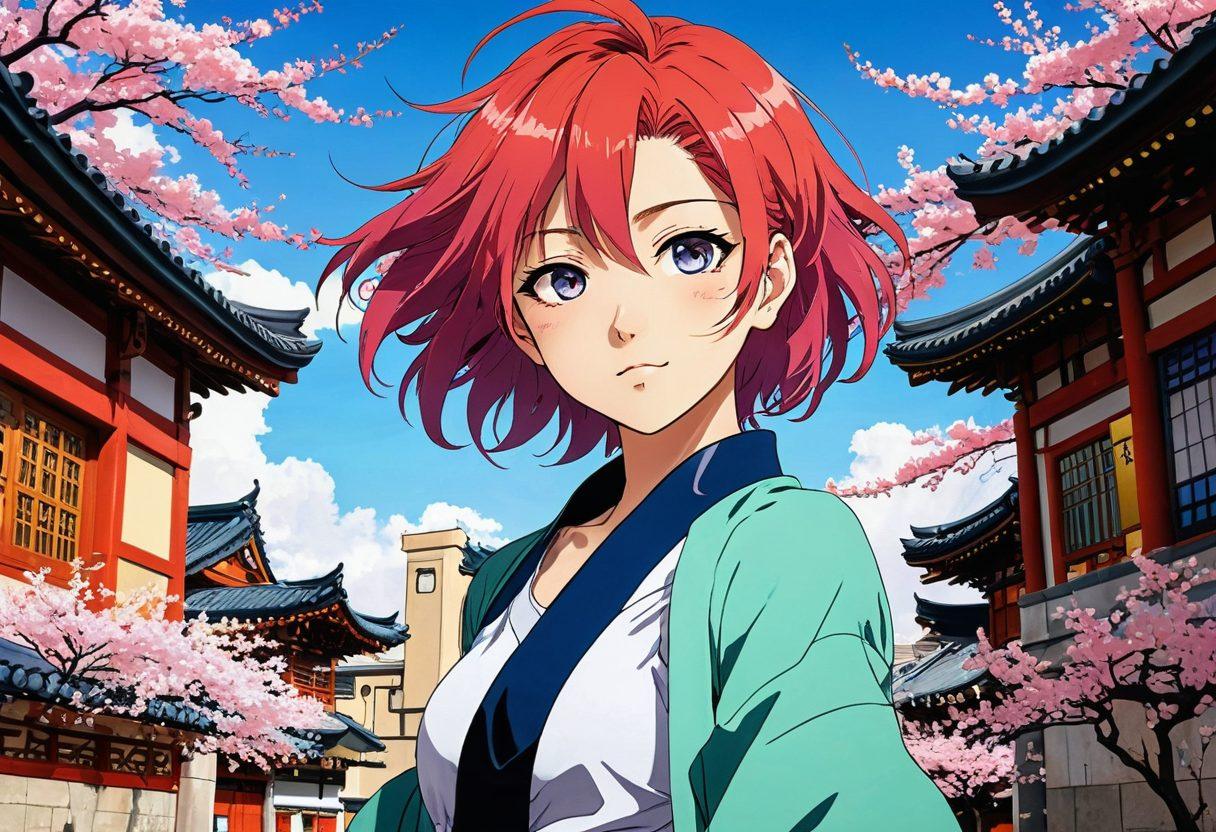 An artistic illustration featuring an imaginative anime character in a playful pose, surrounded by colorful manga panels showcasing iconic hentai scenes. The background should include subtle hints of Japanese culture, like cherry blossoms and traditional architecture, while maintaining a vibrant, playful atmosphere. The overall composition should evoke curiosity and a sense of exploration into the world of adult manga. vibrant colors. anime style. digital art.